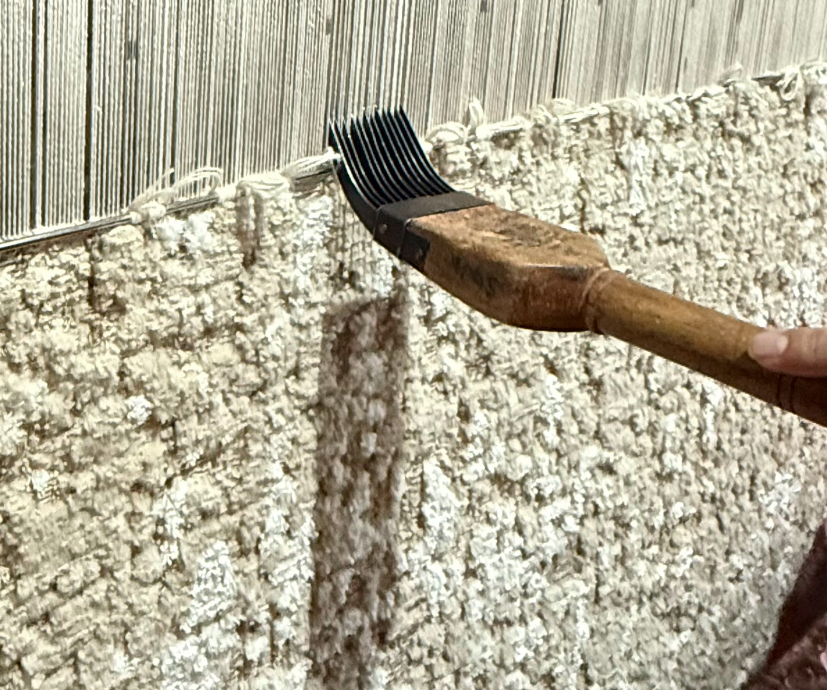 Hand knotting and weft insertion